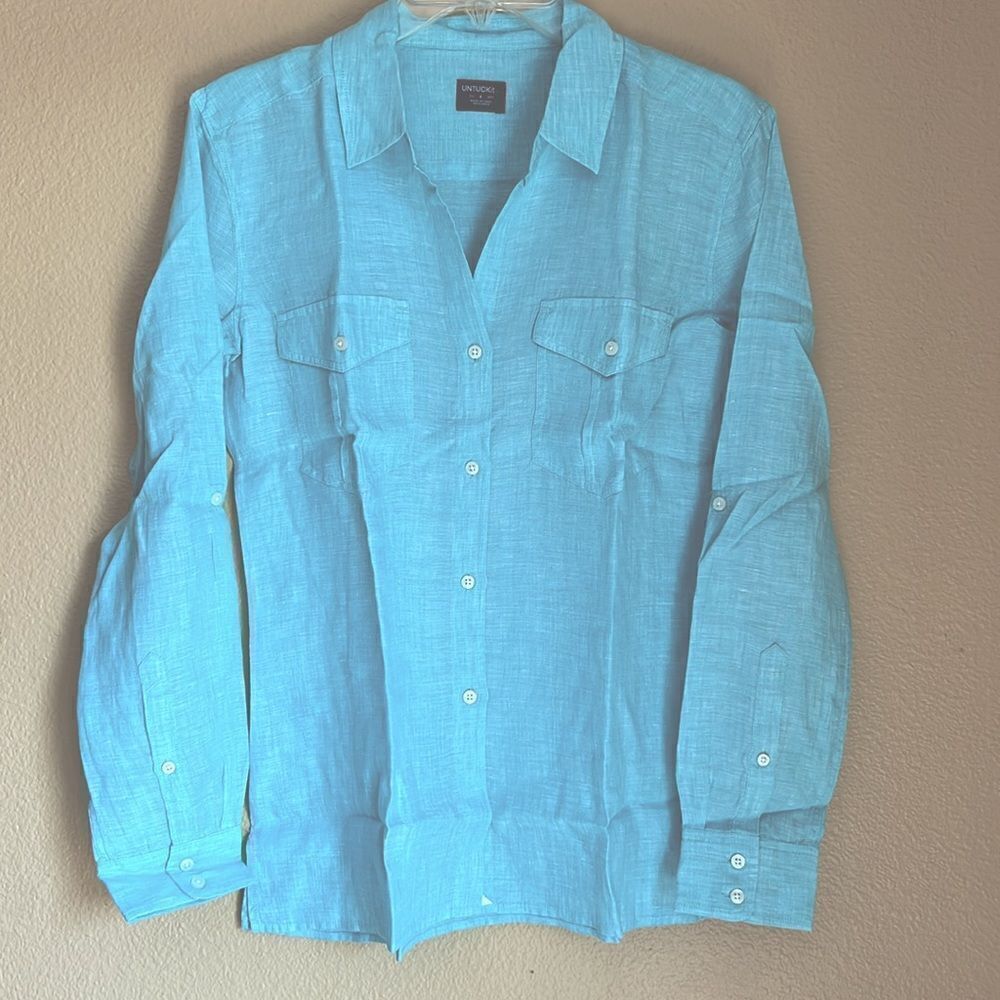 UNTUCKit Women’s‎ 100% Linen Blouse 4 NWT